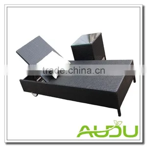 Audu Foldable Wicker Chaise Lounges With Small Side Table thumbnail-3