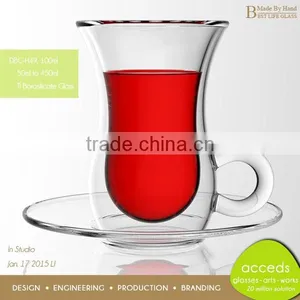 Eco Friendly Personalized Borosilicate Personalized Tea Cup Saucer Set thumbnail-3