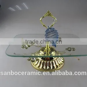 Glass Cake Stand, Gloden Glass Cake Stand for Food, Fruit, Cake Use thumbnail-1