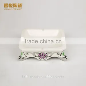 Smoking Clear Ashtray, Square Electroplating Ceramic Ashtray thumbnail-3