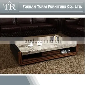 French Modern Handmade Marble Wooden Center Table thumbnail-2