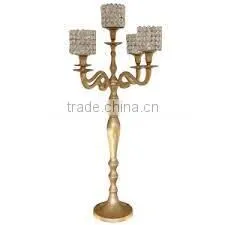 Golden Handmade Crystal Beaded Candelabra thumbnail-1