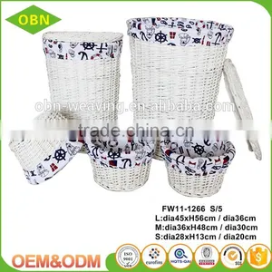 Large Home Cheap Unique Round Storage Wicker White Wash Laundry Basket thumbnail-1