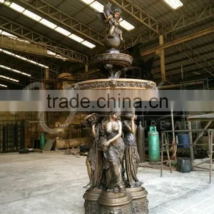 Outdoor Graden Decoration Sexy Girl Statue Copper Water Fountain thumbnail-3
