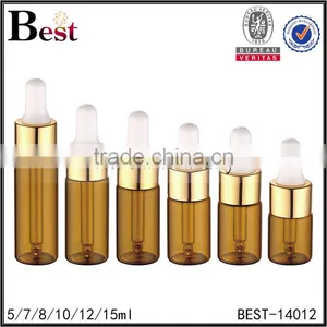 Cosmetic 5ml 10ml 12ml 15ml Amber Empty Essential Oil Bottle Perfume Glass Golden Aluminum Dropper Perfume Glass Bottle Factory thumbnail-6