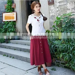 New Arrivals Fashion Women Casual Long Skirts Single-Breasted for Autumn thumbnail-2