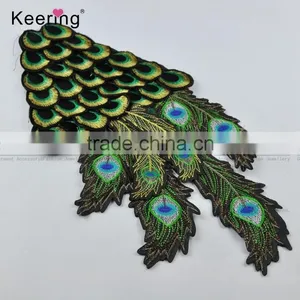 Hot Sale Pretty Peacock Feather Embroidery Patch Fabric Craft WEF-019 thumbnail-2