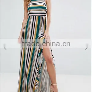Women Clothing/ Striped Strappy Bow Back Maxi Dress thumbnail-1