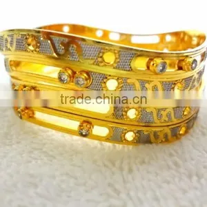 Stylish Micro Gold Plated Bangles With Moving Stones thumbnail-3