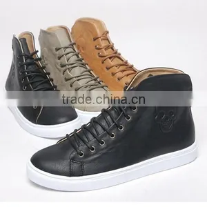 Ssd0842 Synthetic Leather Hi-top Sneakers Skull Mark 5.5 Hidden Heel Made in Korea thumbnail-1