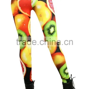 MGOO Latest Designs Soft Yoga Polyester Pants Custom Print Women Legging High Waist Fruit Print Pants thumbnail-6