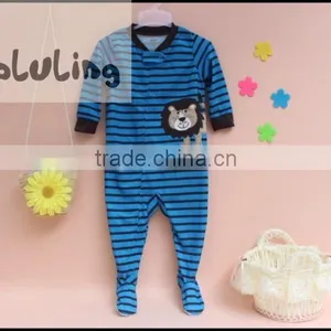100% Cotton Baby Striped Lion Aniaml Printed Footed Pajamas, Boys Pajamas With Feet Wholesale thumbnail-1