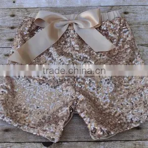 Fashion Newborn Baby Clothes Kids Girls Gold Sequin Matching Shorts With Bow Children Leggings thumbnail-2