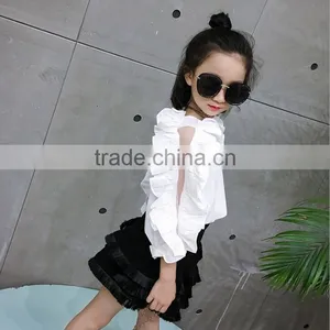 2-7 Years Wholesale 2017 Hot Sale Girls Ruffles Shirt Full Sleeve Fashion Cotton Autumn Shoulderless Girls Blouse thumbnail-3