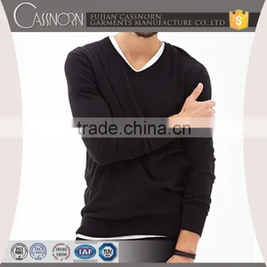 Pure Cotton V-neck Autumn Pullover Sweater for Men thumbnail-1