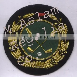 Hand Embroidery Golf Badge,Bullion Wire Blazer Badge thumbnail-1