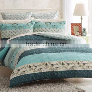 Printed Birds & Plain And Floral Panels Quilt Cover thumbnail-2