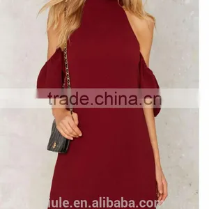 New Women Clothing Elegant Cold Shoulder Dress Girls Party Sexy Dress thumbnail-1