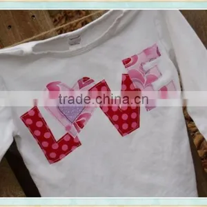 Children's Clothing Ruffle Raglan Valentines Clothing Love T-shirt thumbnail-1