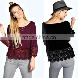 Fashion Women Lace Crochet Loose Tops 3/4 Sleeve Newest Shirt Kimono Casual Blouse For Wholesale 2017 thumbnail-1
