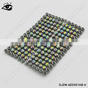 Hot Fix Rhinestone Metal Mesh 3MM Crystal AB Gunmetal Base Adhesive Rhinestone Transfer Sheets thumbnail-1