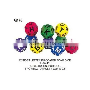 (Q178) 12 SIDES LETTER PU COATED FOAM DICE thumbnail-1