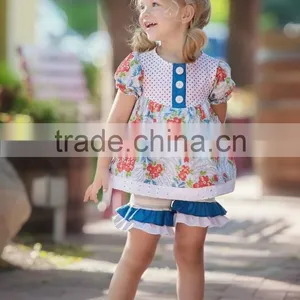 Latest Design Baby Kids Cotton Floral Clothes Set Stripe Pants Set thumbnail-6