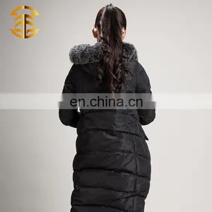Factory Price Fashion Ladies Luxury Black Down Jacket With Fur Collar thumbnail-5