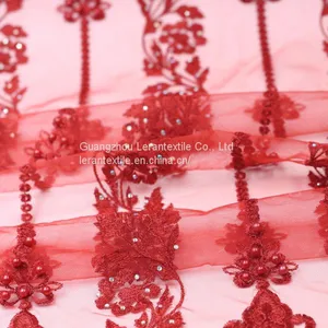 3D Floral Polyester Embroidered Lace Fabric For Apparel Home Decorating thumbnail-3