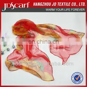 Digital Print Silk Scarf JDS-045# Excellent Scarves Super Thin 100% Silk Digital Print Silk Scarf thumbnail-2