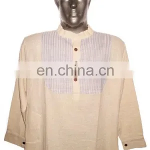 Full Sleeve Short Khadi Yoga Kurta, Size : Chest 46 x Height 30 Inches (medium). thumbnail-1