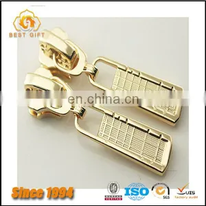 Wholesale Custom Cheap Garment Accessories Jacket Gold Metal Logo Zippers thumbnail-1