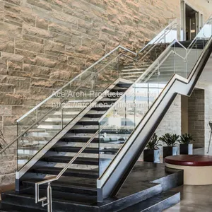 Indoor Stair U Channel Balustrade Aluminum Glass Railing thumbnail-5