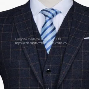 Fashion Modern Checked Worsted Wool Suiting Fabric thumbnail-1