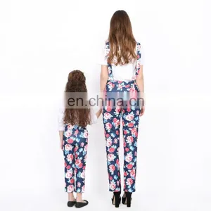 2019 Summer Family Matching Clothing Floral Print Overalls Mother and Child Dress Long Maxi Dress thumbnail-2