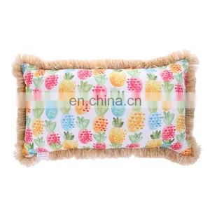 Watercolor Fruit Pineapple Decorative Pillow Cases Spun-Spun Square Cushion Covers for Home Sofa Couch thumbnail-2