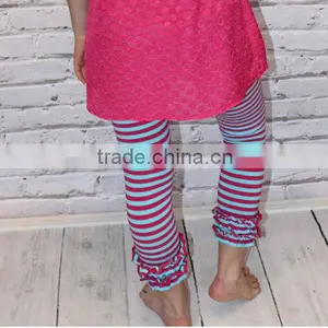 Brown Stripe Ruffle Knit Pants in Children Teen and Women Size,women Leggings Tight Pants thumbnail-3