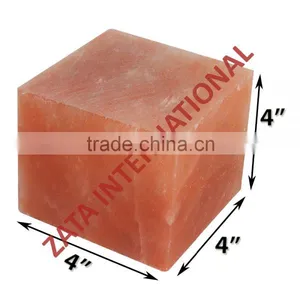Himalayan Natural Crystal Rock Salt Tiles Plates Slabs Block Size 4 x 4 x 4 Inch for BBQ Barbecue Cooking Searing Serving thumbnail-1