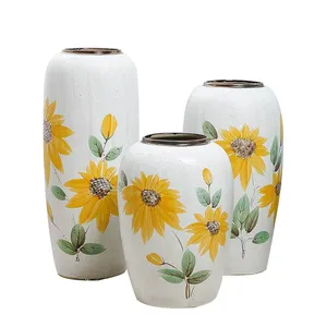 Fashion Modern Simple Style White Hand Paint Sunflower Ceramic For Living Room Decor thumbnail-5