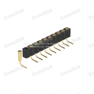 Dnenlink 3.00mm Pitch Single Row H4.0mm Plane Contact Right Angle Female Header DIP Type PogoPin Header With Peg thumbnail-3