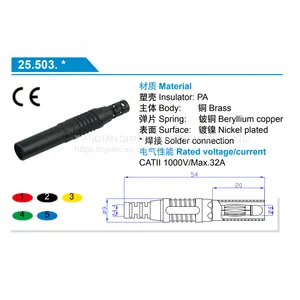 4mm Multimeter Banana Plug 25.503 Safty Banana Connector thumbnail-2