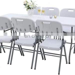 Factory Direct Selling Sturdy Rust Resistant Bar Banquet Plastic Folding Tables and Chairs for Events Outdoor Table thumbnail-5