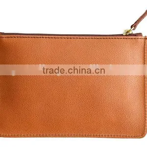 Saffiano Leather Bag Genuine Leather Zip Pouch Clutch Bag Simple Clutch Bag Travel Leather Pouch for Women thumbnail-5