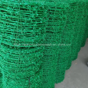 PVC Coated Green Barbed Wire Field Fence Farm Fence Cattle Fence Field Fence Grassland Fence thumbnail-3