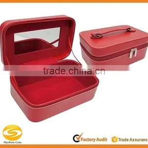 Red Leather Cosmetic Box,Jewelry Storage Case,Makeup Travel Case thumbnail-1