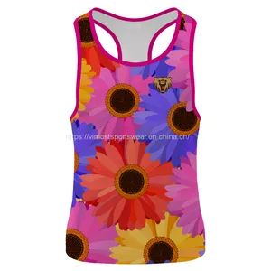 Full Sublimated Singlet With Beautiful Flowers Patterns Designed for Women thumbnail-1