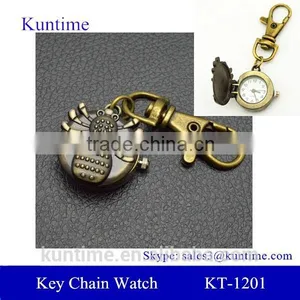Custom Key Chain Watch With Retro Metal Bronzed Chain Spider Pocket Watch thumbnail-1