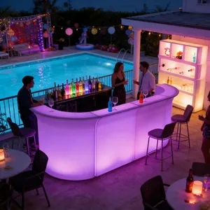 Plastic Light up Led Cocktail Table Led Illuminated Bar Counter Outdoor Event Party Club Led Furniture Beach Bar Mobile thumbnail-4