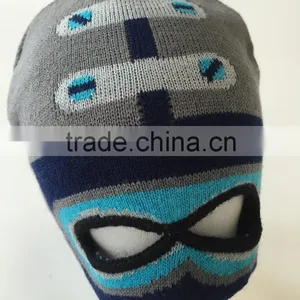 Winter Funny 2 Hole Balaclava Acrylic Knitted Face Mask Hat Ski Mask Hat Boys thumbnail-1