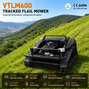 Vigorun Radio Grass Mower Robot 600mm Wide Cutting Width 24V 20Ah Large Battery Mini Crawler Lawn Mower For Farm Hillside thumbnail-1